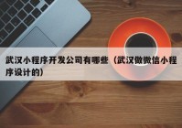 武汉小程序开发公司有哪些（武汉做微信小程序设计的）