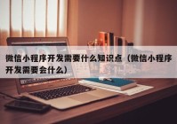 微信小程序开发需要什么知识点（微信小程序开发需要会什么）