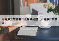 小程序开发需要什么后续问题（小程序开发要点）