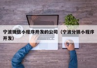 宁波微信小程序开发的公司（宁波分销小程序开发）