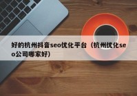 好的杭州抖音seo优化平台（杭州优化seo公司哪家好）