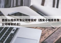 西安小程序开发公司哪家好（西安小程序开发公司哪家好点）