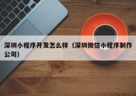 深圳小程序开发怎么样（深圳微信小程序制作公司）