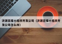 济源百度小程序开发公司（济源百度小程序开发公司怎么样）