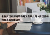 名称武汉市博畅软件开发有限公司（武汉博畅教育发展有限公司）