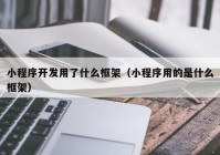 小程序开发用了什么框架（小程序用的是什么框架）