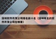 深圳软件开发公司排名前十名（深圳有名的软件开发公司在哪里）