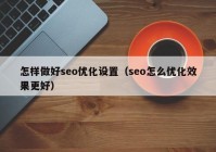 怎样做好seo优化设置（seo怎么优化效果更好）