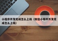 小程序开发完成怎么上线（微信小程序开发完成怎么上线）